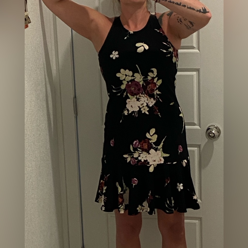 Leith Black and Pink Ruffled Mini Sundress